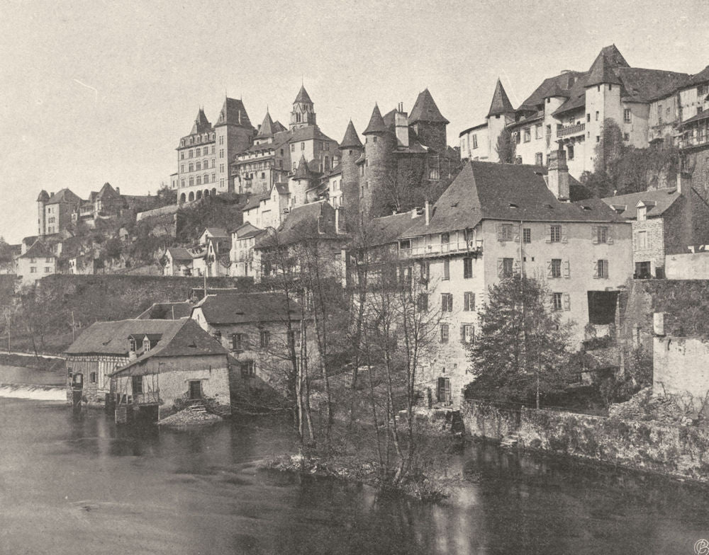 CORRÈZE. Uzerche- Les bords de la Vézère 1904 old antique print picture
